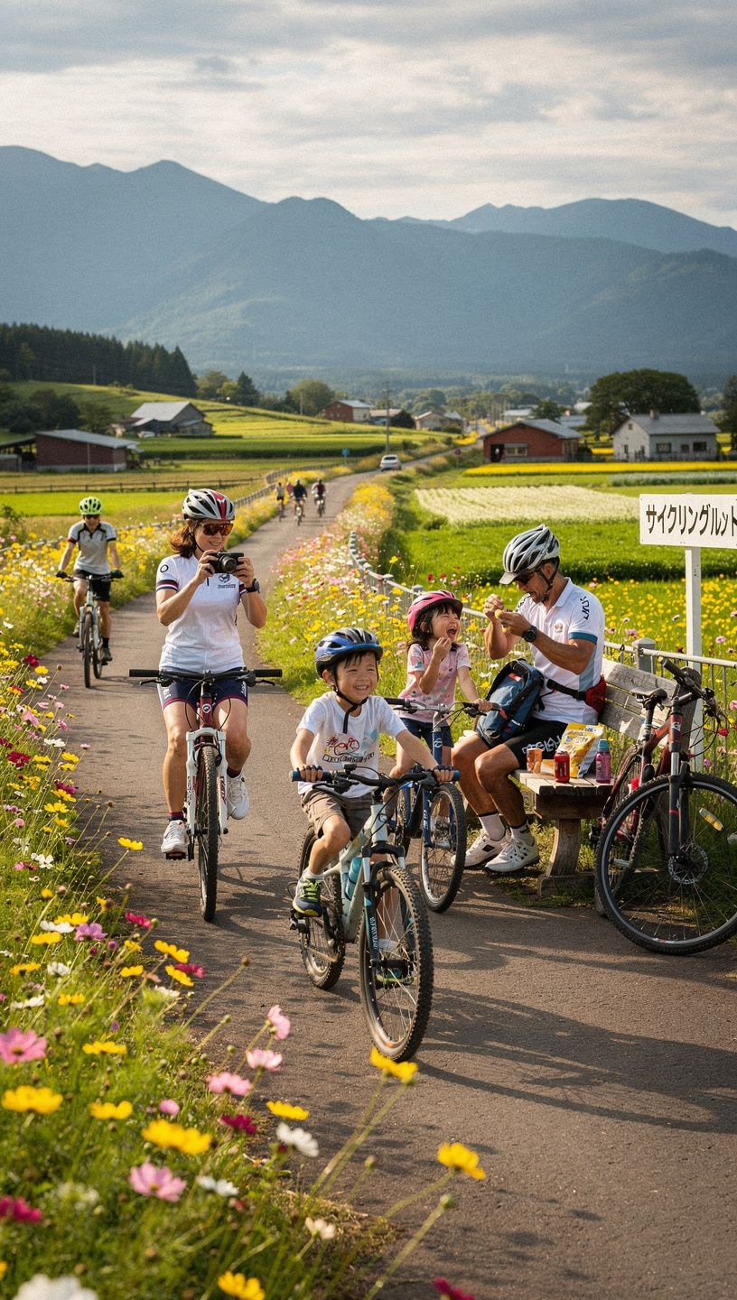 自転車の修理を手伝う子供たちが楽しんでいる風景